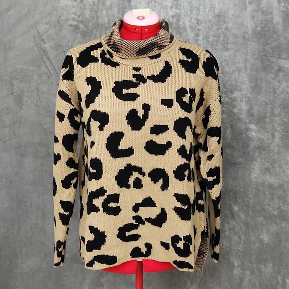 Dkny Sweaters - DKNY Animal print turtle neck knit sweater size small